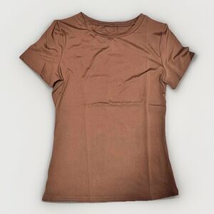 Womens Size S Brown Slim Fit T Shirt Basic Casual Short Sleeve Top Streetwear